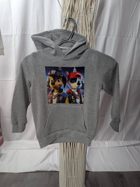 Hoodie enfant gris avec visuel thème chiots héros mission sauvetage (design original) – Beauty Nini
