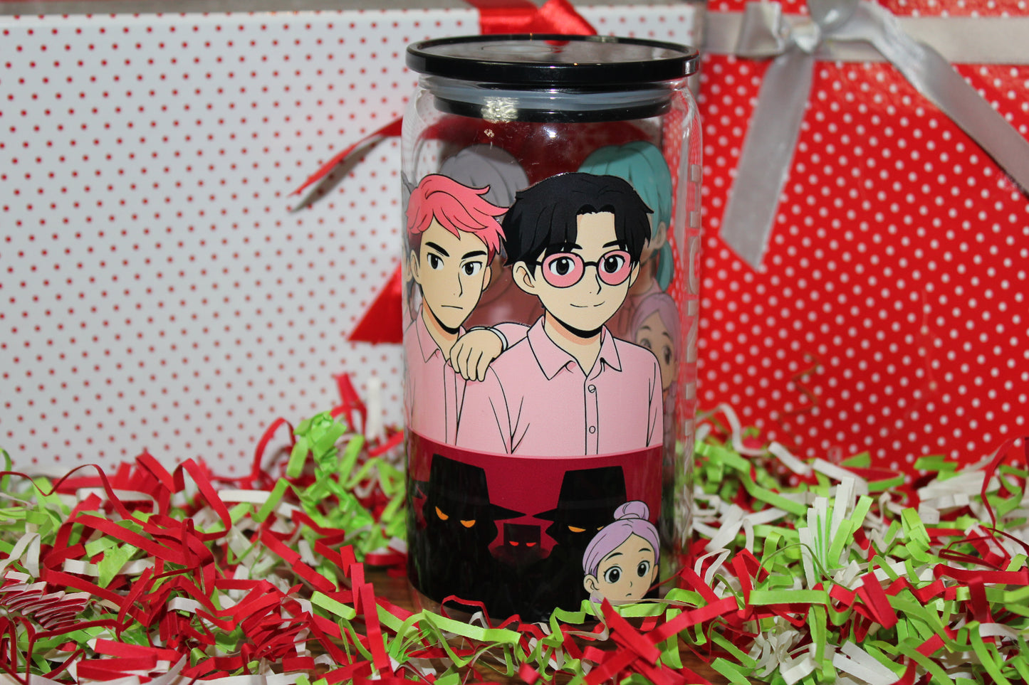 Verre KPOP Huntrix HUNTRX 16 oz style canette avec paille et couvercle – Beauty Nini