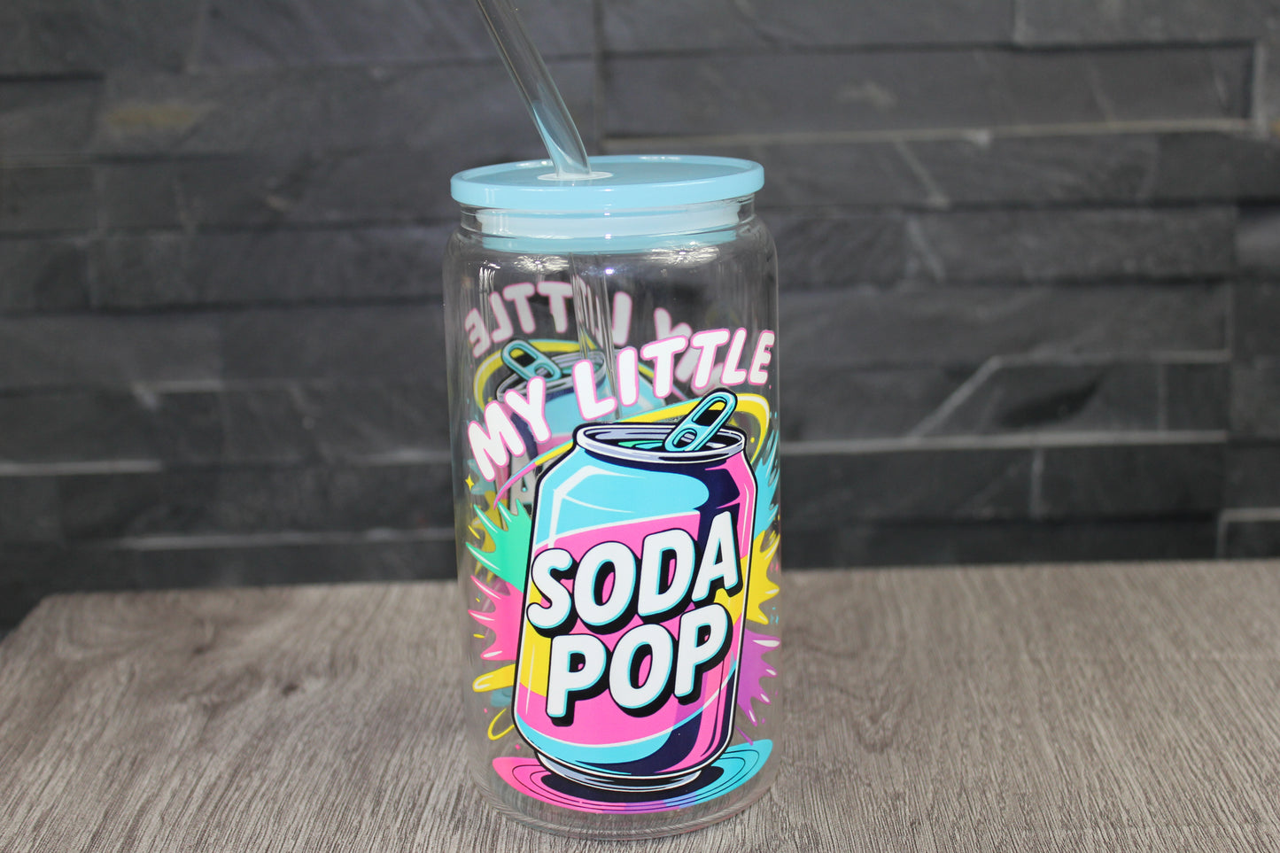 Verre K-Pop Soda Pop 16 oz style canette avec paille et couvercle bleu – Beauty Nini
