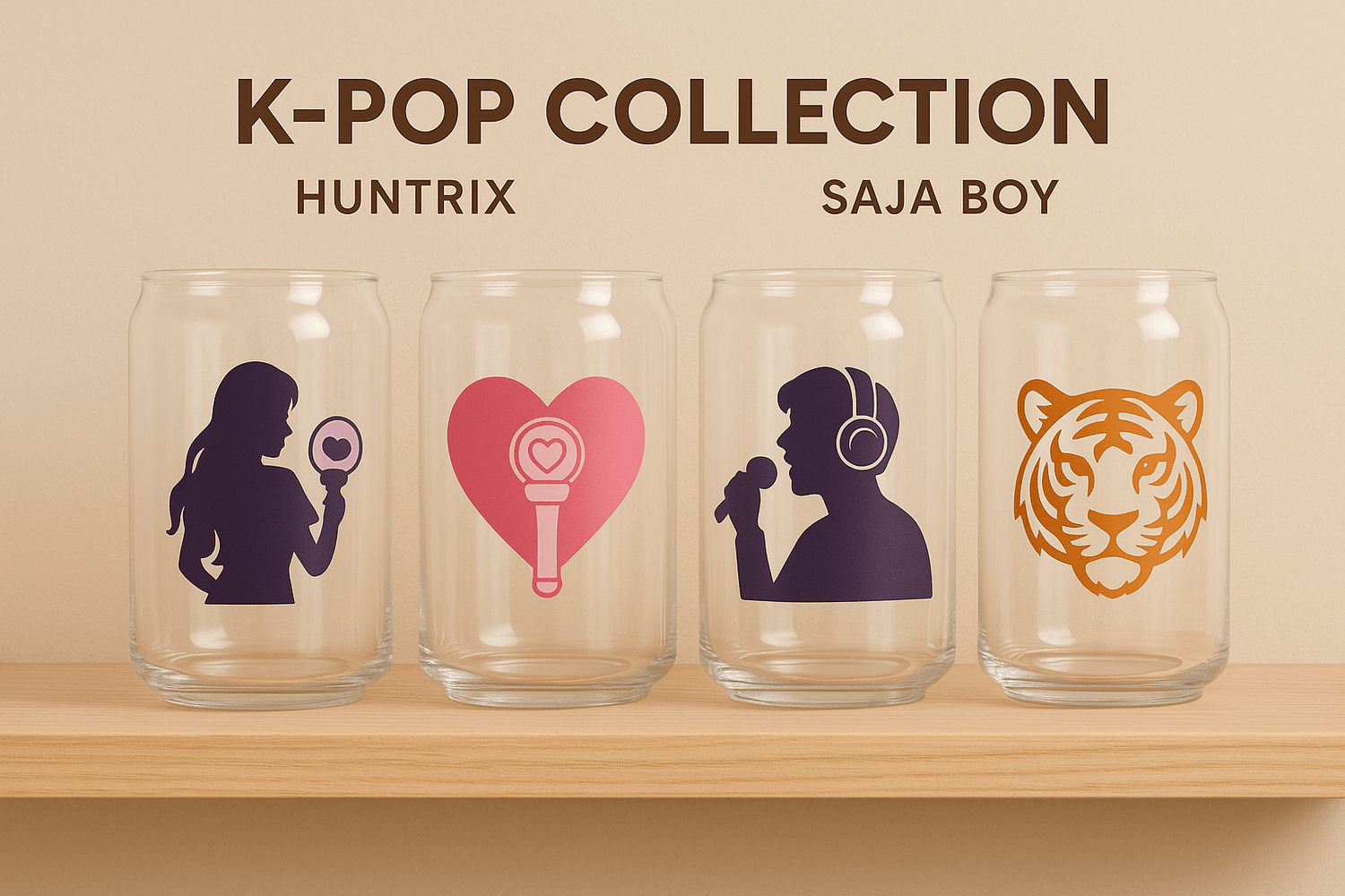 “Collection K-POP Beauty Nini – verres 16 oz Huntrix & Saja Boy style concert”