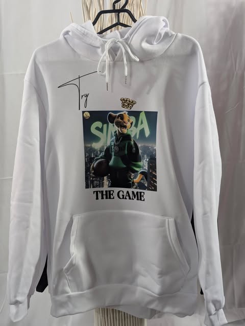 Hoodie homme blanc King of the Court avec visuel lion baller style streetwear – Beauty Nini