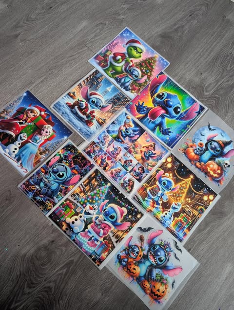 Aperçu global des transferts DTF Petit Monstre Bleu Holiday Vibes – édition Noël – choix #1 à #10 – vendu à l’unité