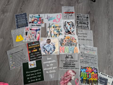 Aperçu global des transferts DTF citations positives et motivantes – choix #1 à #22 – vendu à l’unité