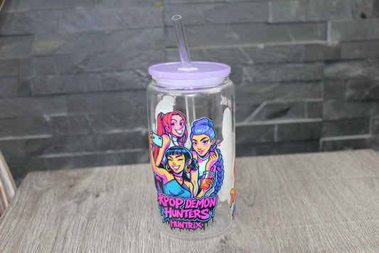 Verre KPOP Demon Hunters Huntrix 16 oz style canette avec paille et couvercle – Beauty Nini