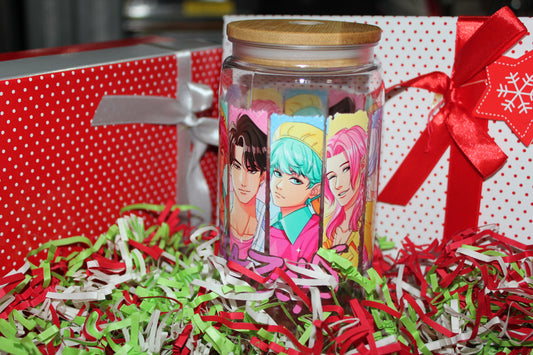 Verre KPOP Huntrix & Saja Boy Idol Panels 16 oz style canette avec paille et couvercle – Beauty Nini