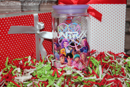 Verre KPOP Huntrix Idol Collage 16 oz style canette avec paille et couvercle – Beauty Nini