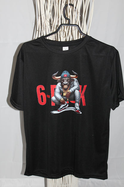 T-shirt homme noir imprimé “6 Bulls” style streetwear sur le devant