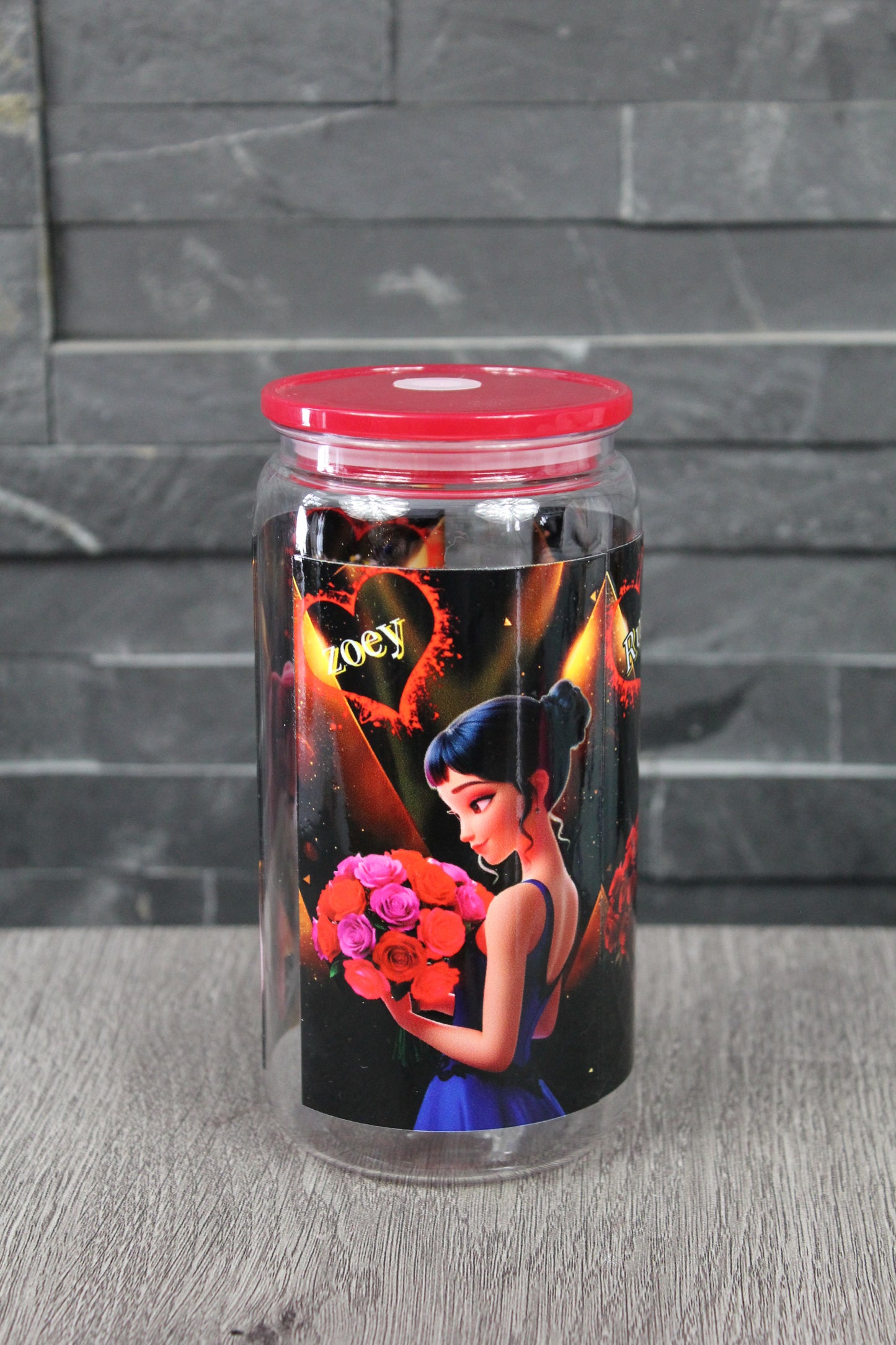 Verre Canette 16 oz – K-Pop Saint-Valentin (Trio) | Couvercle + paille