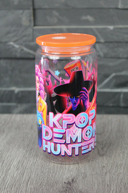Verre KPOP “Neon Demon Stage” 16 oz | Paille + couvercle inclus