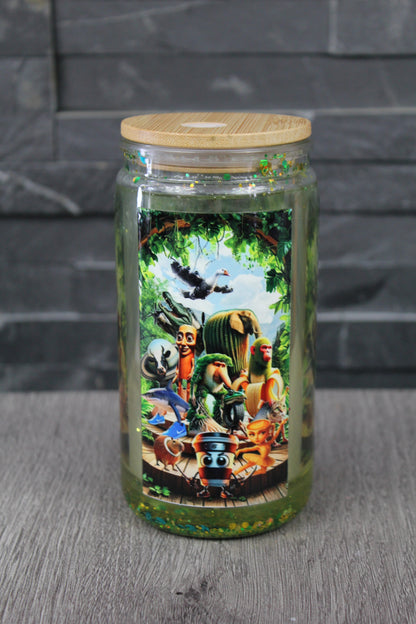 Verre Snowglobe Plastique – Animaux Jungle & Savane (Vert Holo) | 16 oz / 20 oz