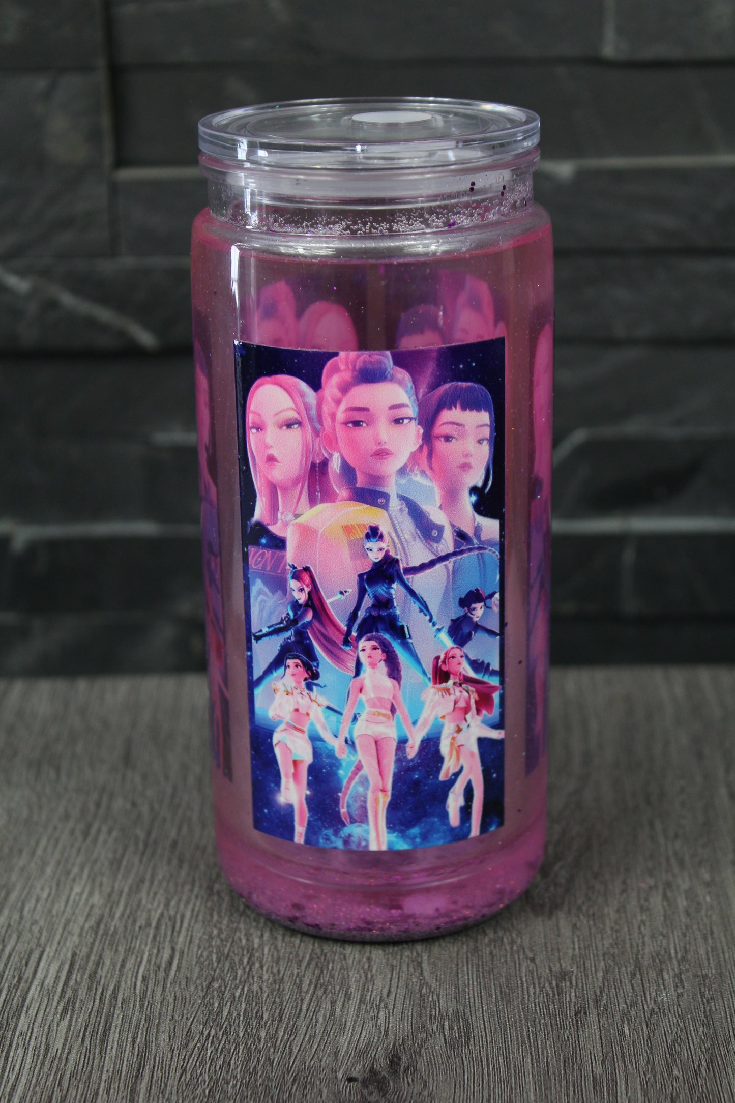 Verre Snowglobe Plastique – Girl Squad Hunter (Anime/K-Pop) Violet Holo | 16 oz / 20 oz