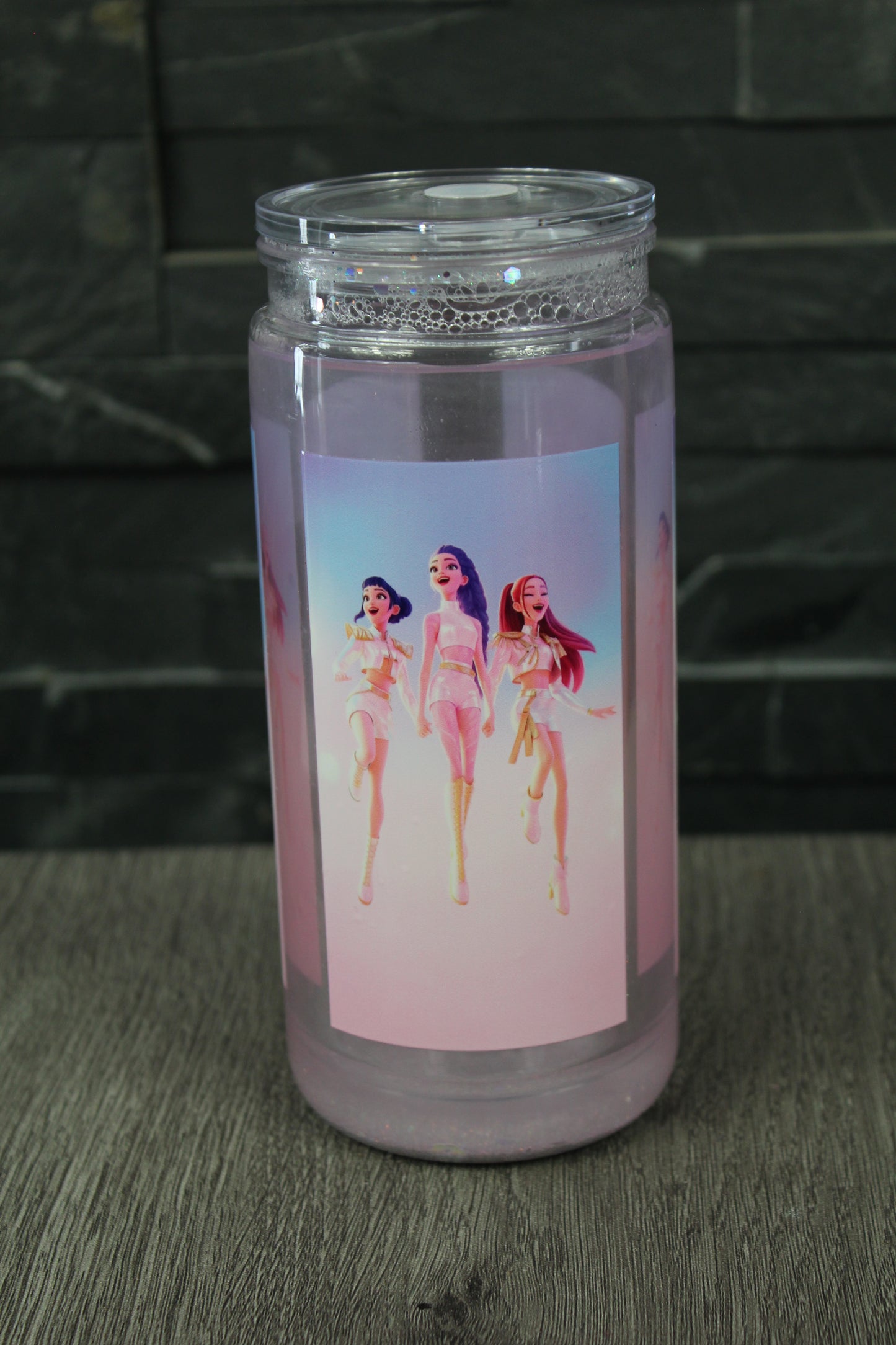 Verre Snowglobe Plastique – Trio Pop Pastel (Violet Holo) | 16 oz / 20 oz