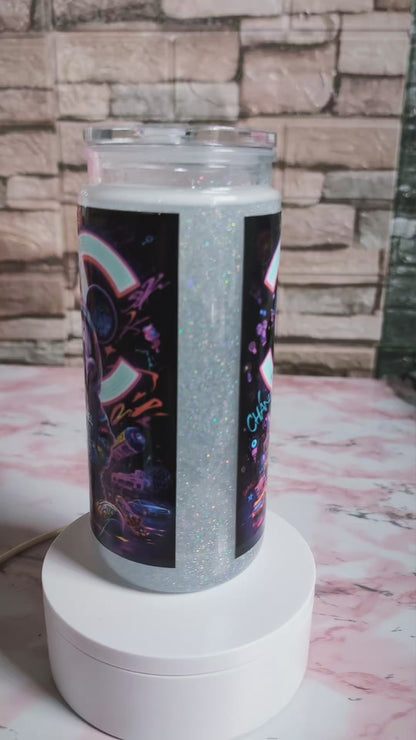 Verre Snowglobe 20 oz en plastique – Style Streetwear Néon (paille incluse)