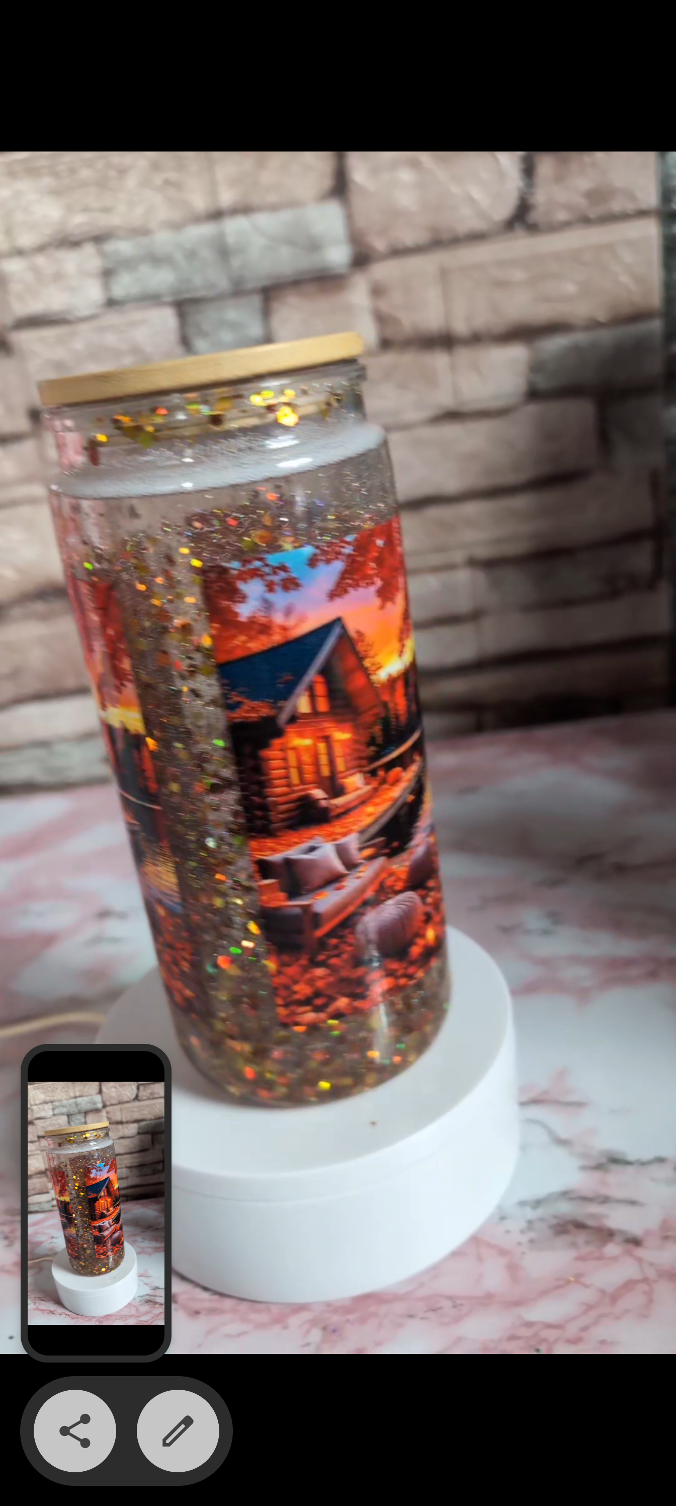 Snowglobe Chalet Paisible – Paillettes holo | 20 oz