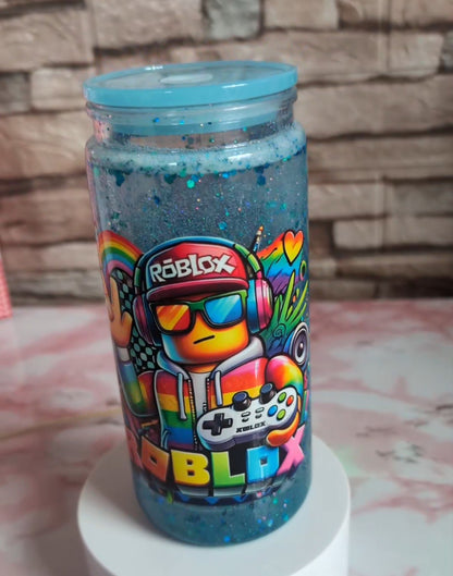 Snowglobe Roblox Gamer Rainbow – Paillettes bleues | 20 oz